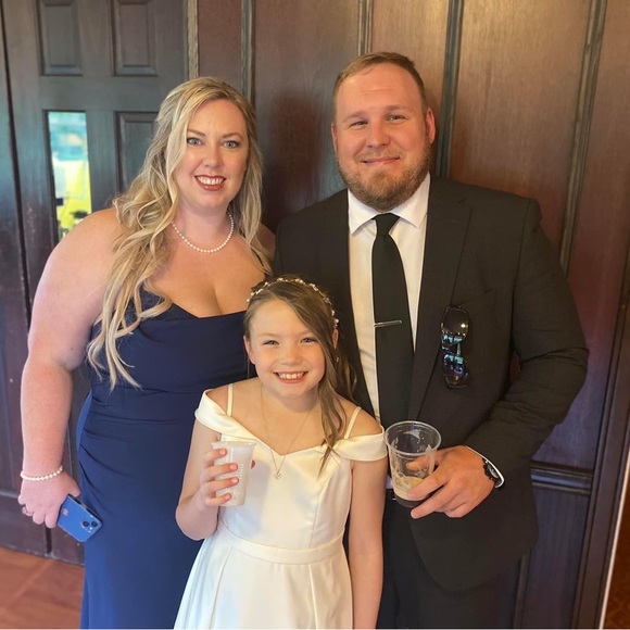 Navy David’s Bridal Bridesmaid formal prom dress - Picture 4 of 4